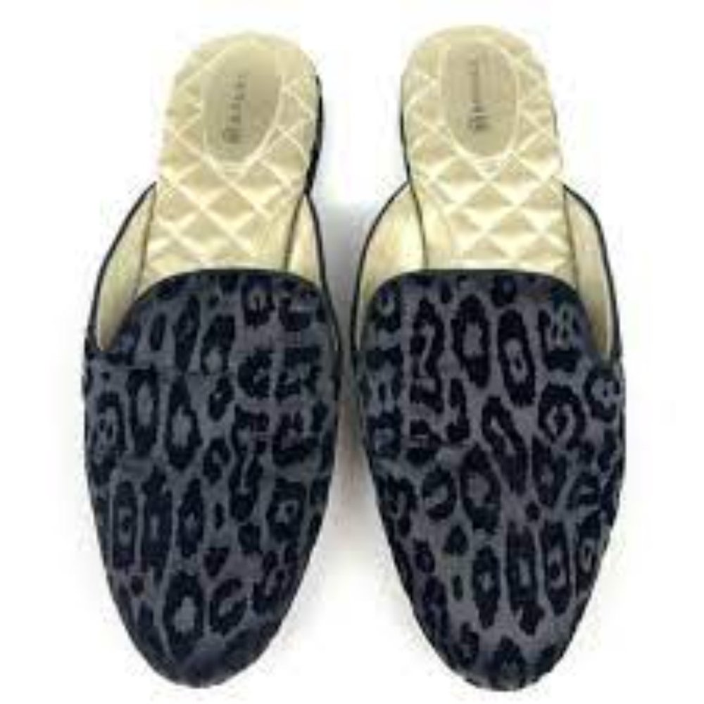 Birdies The Phoebe Slipper, Black Leopard Velvet Mules size 8 - Picture 2 of 6